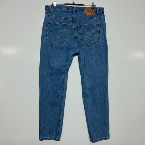 Vintage Levis 505 Jeans Mens 38x32 Dark Wash Regular Fit Straight Leg Workwear - Picture 3 of 10